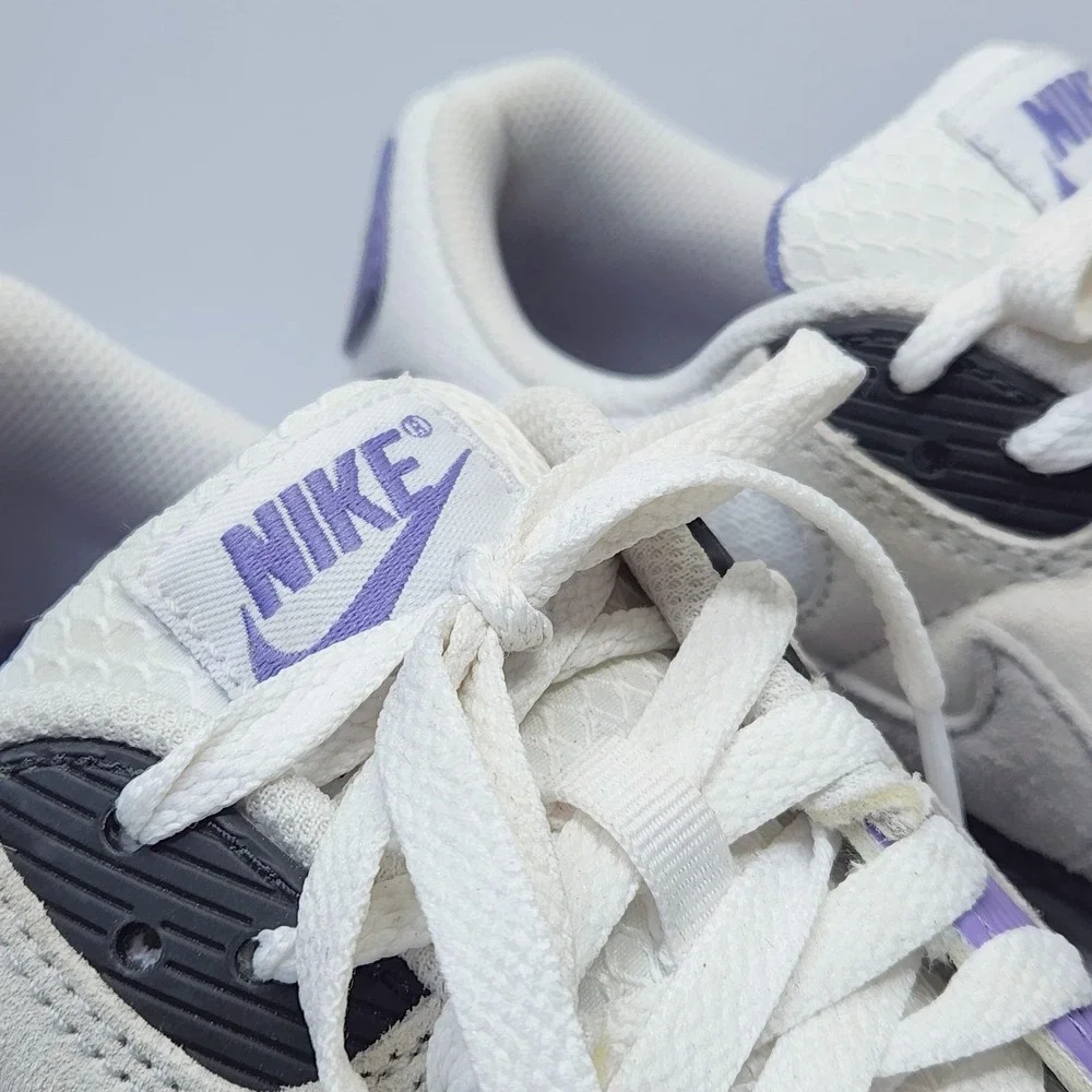 Nike Air Max 90 Shoes Mens 9 Womens 10.5 White Purple Black Running Sneakers